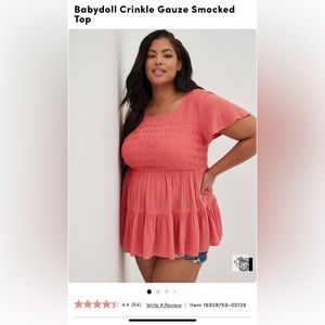 NWT torrid crinkle gauze smocked top